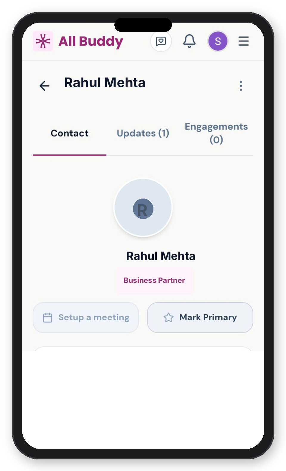 Allbuddy contact screen